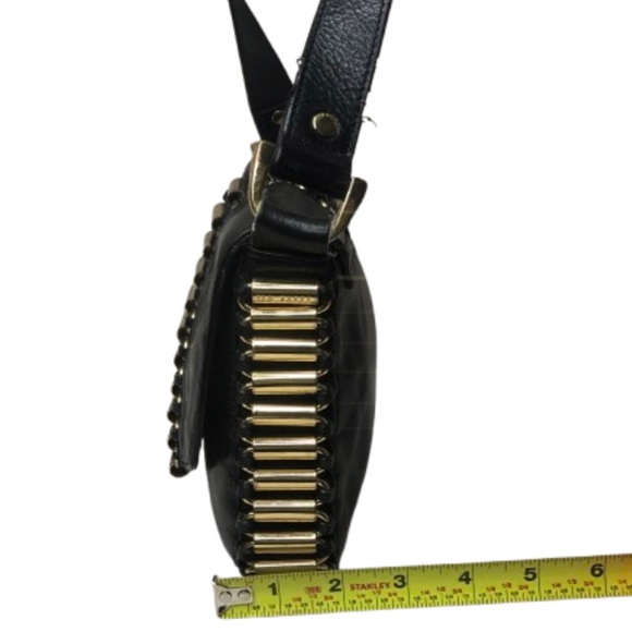 TED BAKER Black Lambskin and Brass Accent Throughout Bag & Strap Crossbody Bag - Picture 15 of 17